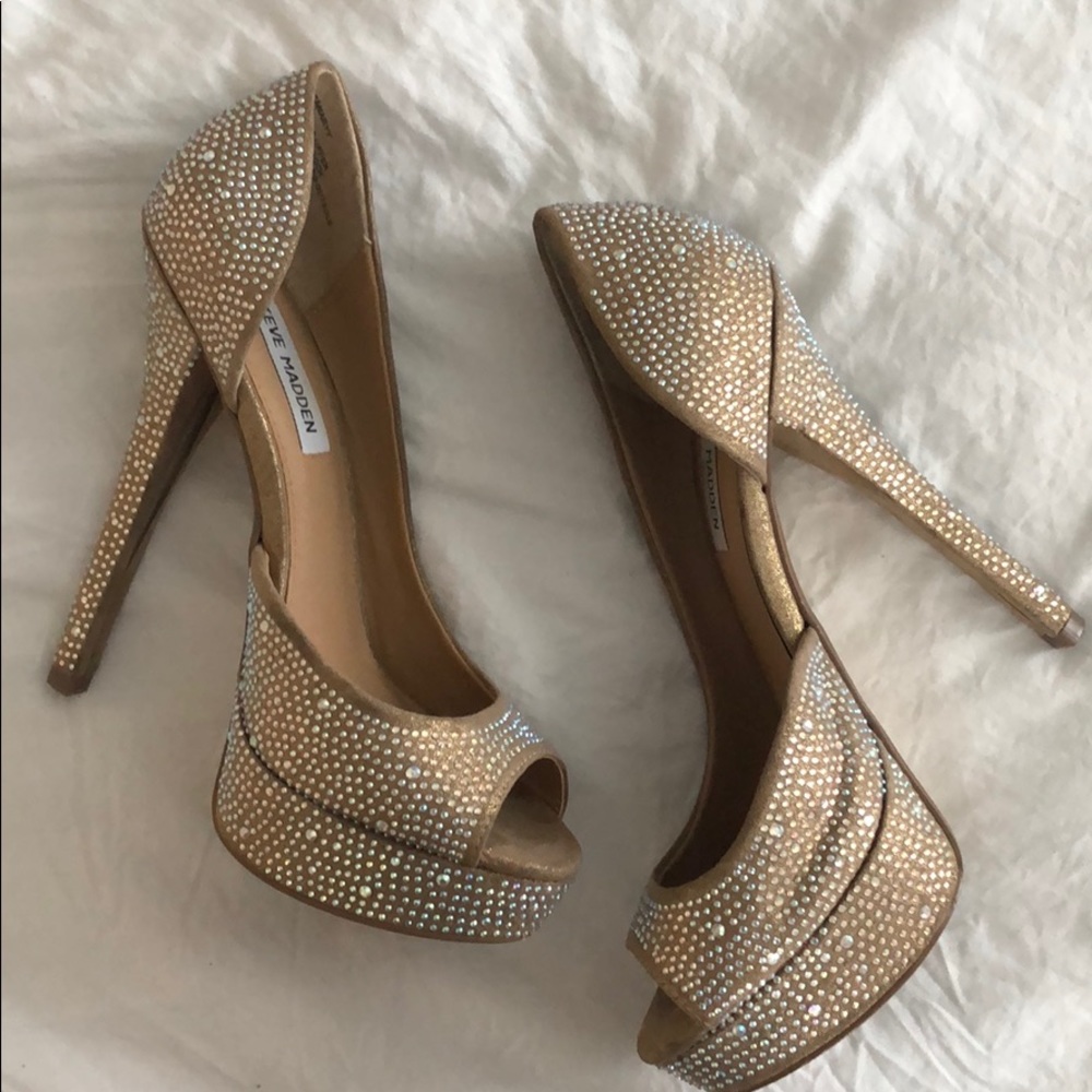 Steve Madden Rhinestone/glitter Peep Toe Pumps